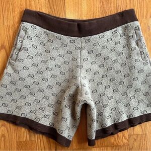 Gucci Brown LOGO Patterned Men's Shorts Wool/Cotton Blend